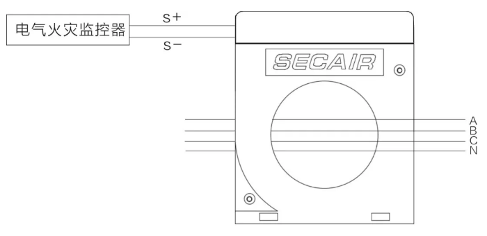 J-SCM41(160)剩余電流式<a href=http://www.eatshoptw.com/dianqihuozai/ target=_blank class=infotextkey>電氣火災(zāi)監(jiān)控</a>探測器接線圖